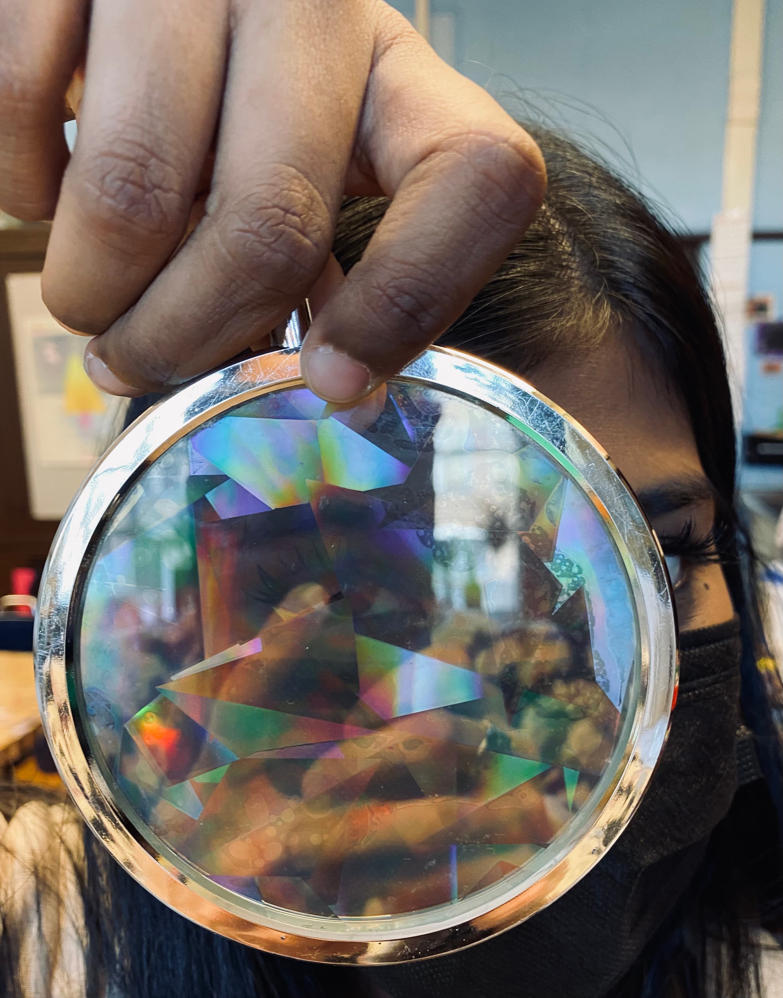 Student with magnifying glass